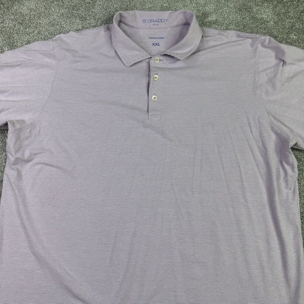 B Draddy Shirt Men’s XXL Pink Striped Performance Golf Polo Preppy Casual